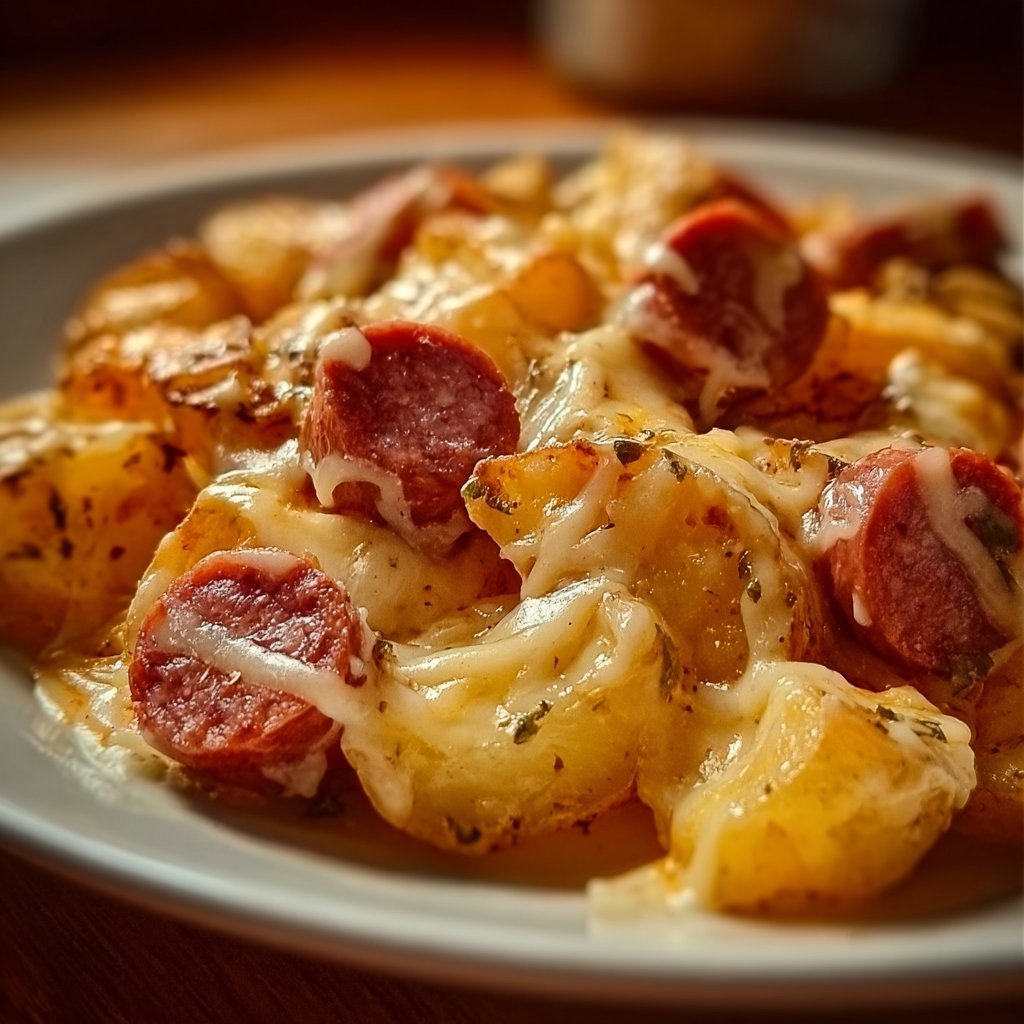 Cheesy Ranch Potatoes and Smoked Sausage