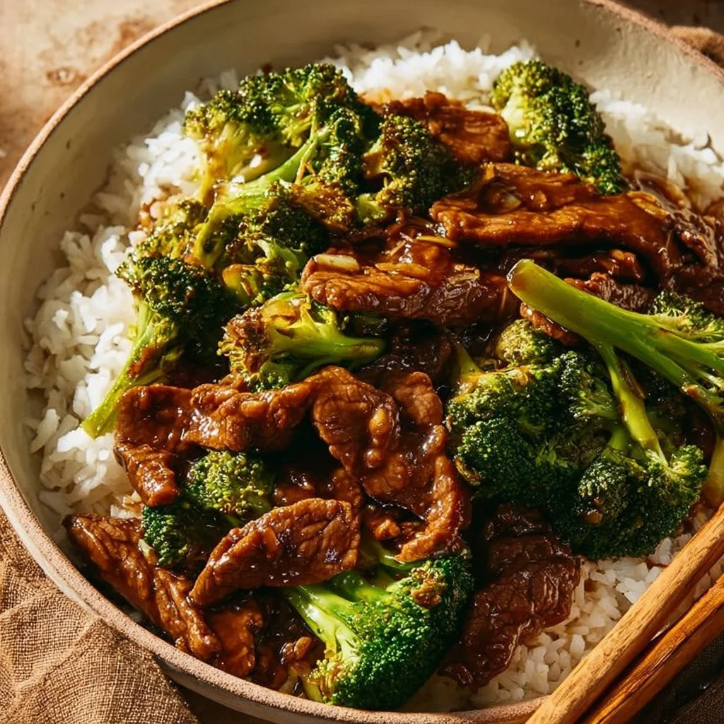 Delicious Chinese Beef and Broccoli served on a plate