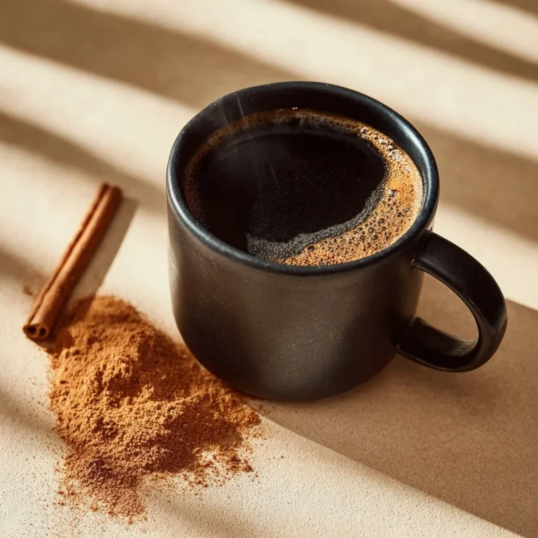 A cup of Cinnamon MCT Oil Coffee topped with cinnamon sprinkles.