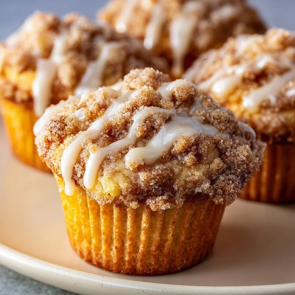 Delicious coffee cake muffins with crumb topping and coffee cup