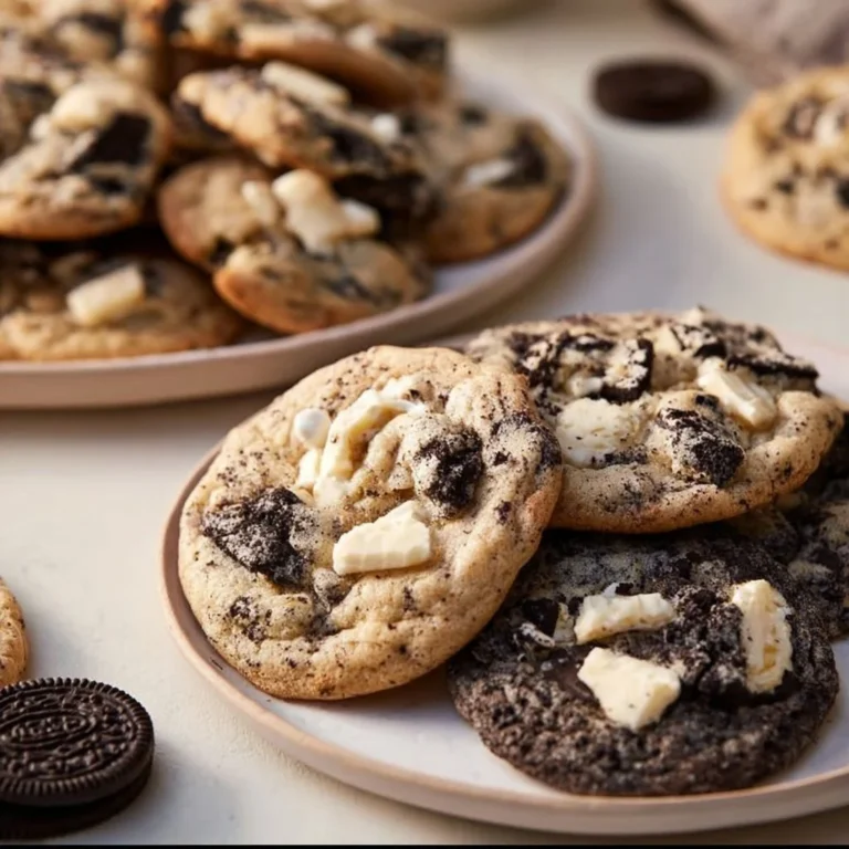 Delicious homemade Cookies and Cream cookie on a plate