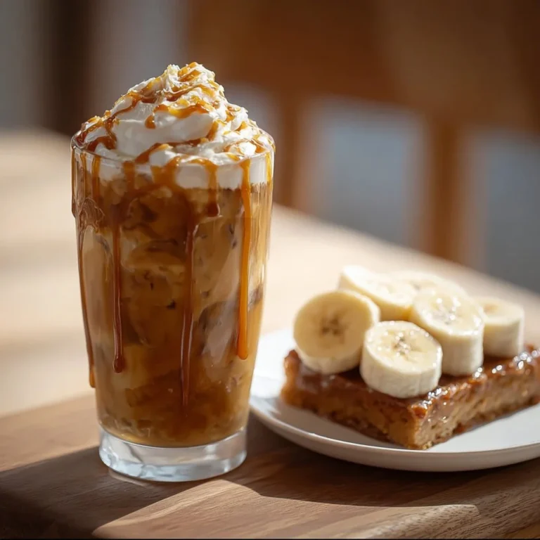 Delicious Copycat 7 Brew Banana Bread Blondie with banana slices and walnuts