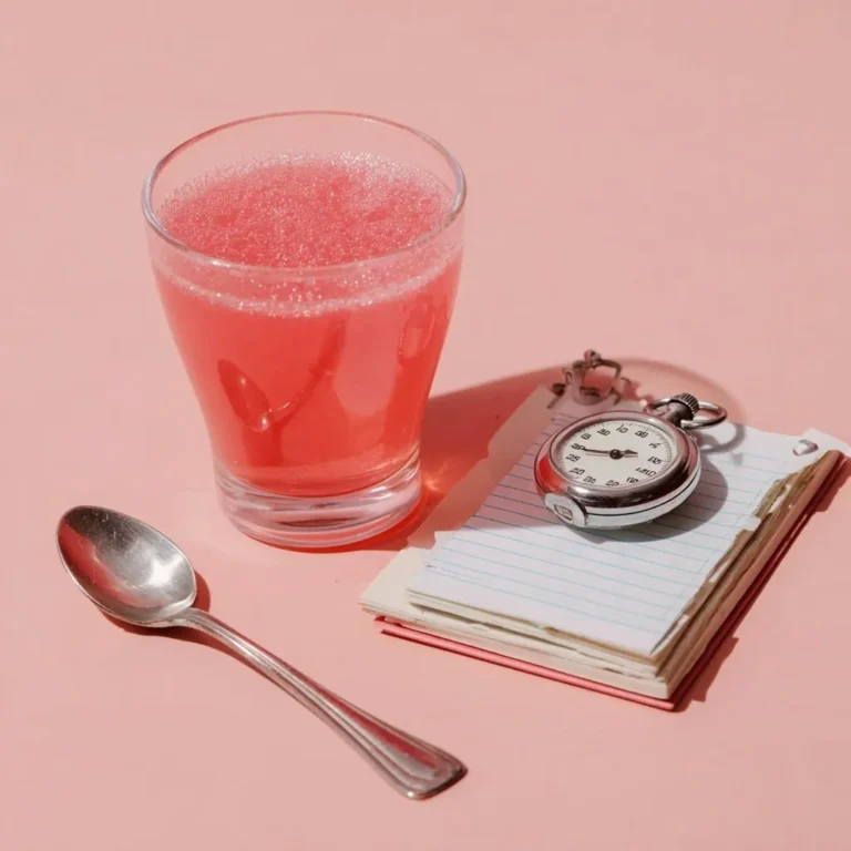 Dr. Rocio's Pink Gelatin Drink served in a glass, vibrant and refreshing.