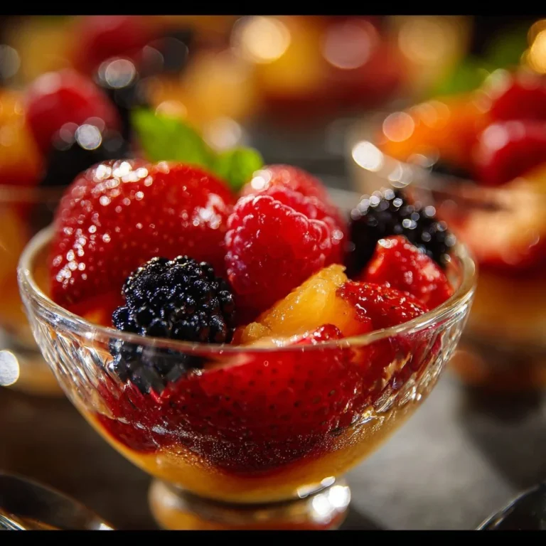 Colorful fruit juice gelatin dessert in clear glass bowls
