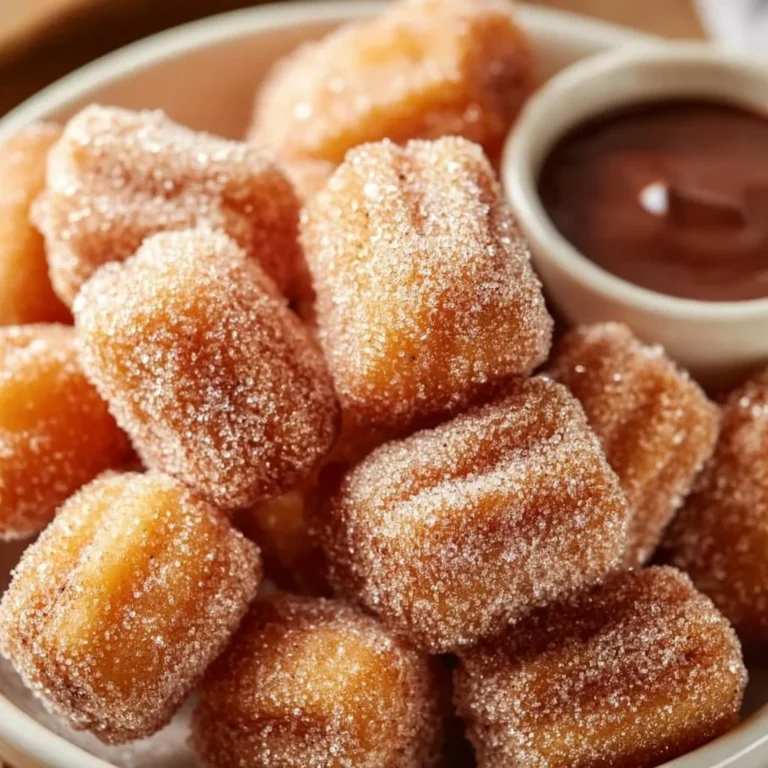 Healthy air fryer churro bites served with dipping sauce