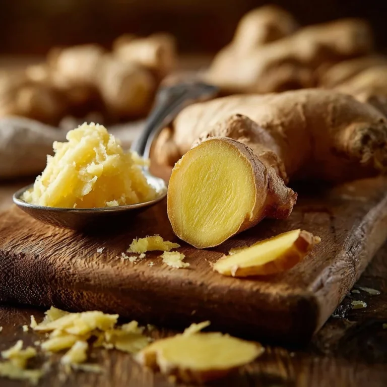 Step-by-step guide on how to peel ginger easily using a spoon.