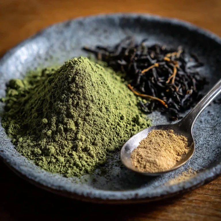 Japanese green tea smoothie with fresh ingredients in a glass