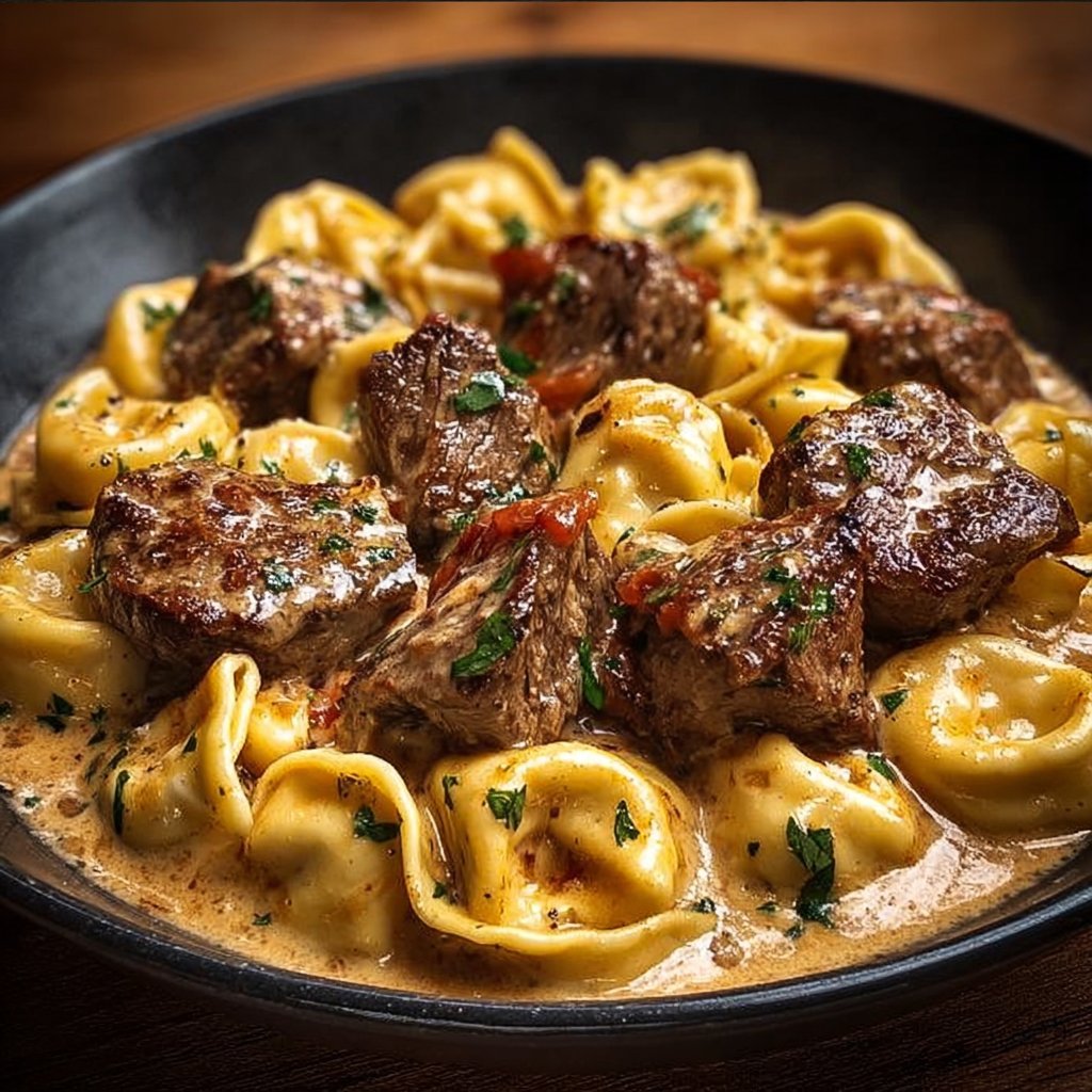 Cracked Garlic Steak Tortellini in Creamhouse Sauce Bliss