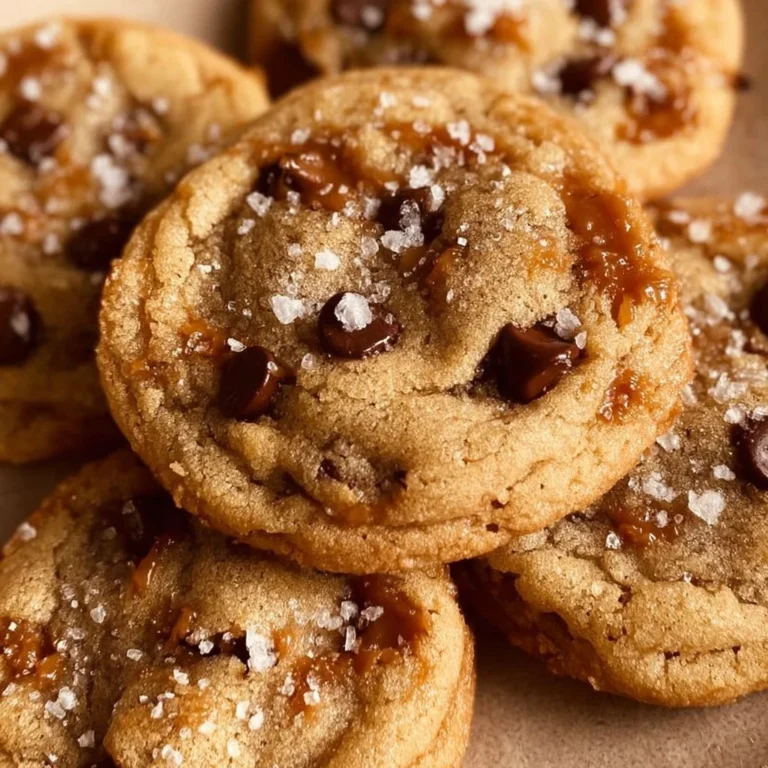 Freshly baked salted caramel cookies on a cooling rack
