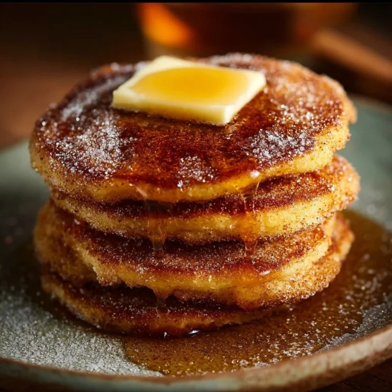 Delicious churro pancakes dusted with cinnamon sugar