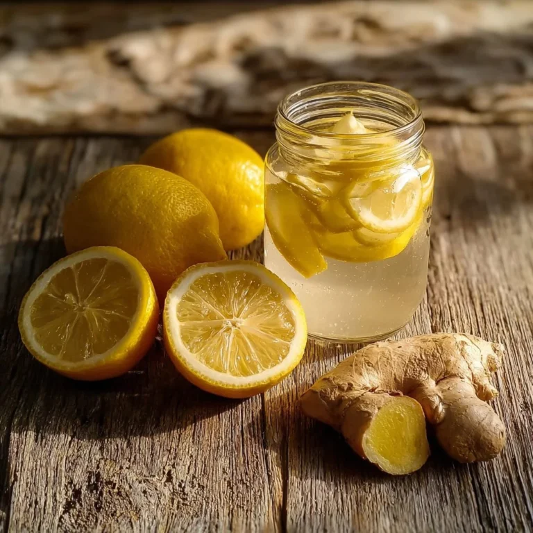 Warm lemon-ginger water in a glass, promoting health benefits and wellness.